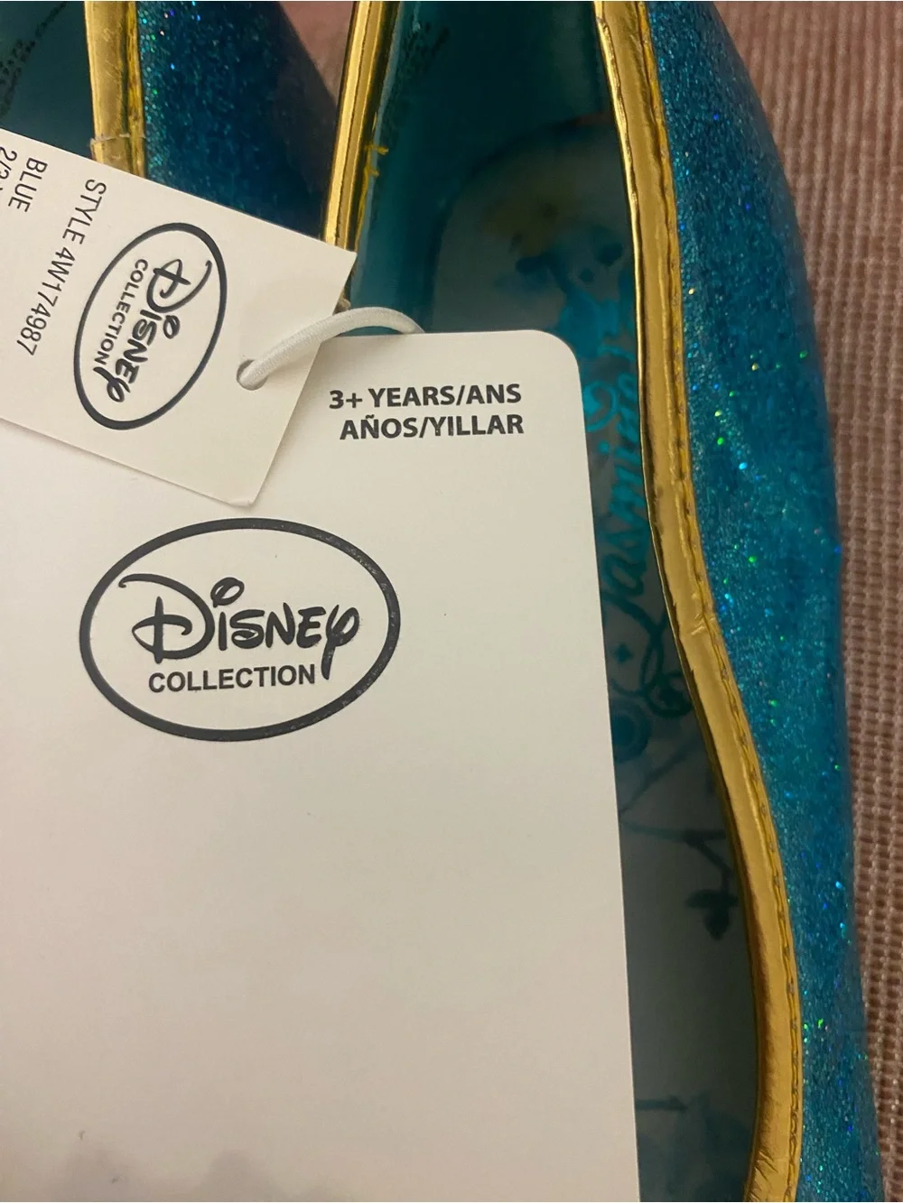 Disney Princess Jasmine Kids Costume Shoes Size Youth 2/3 NWT